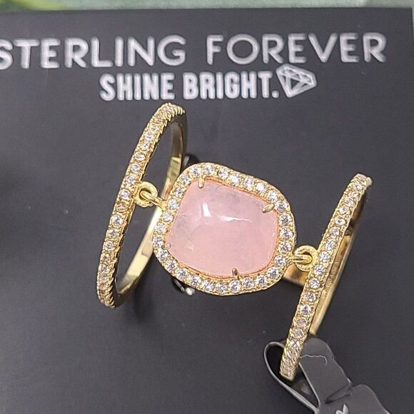 STERLING FOREVER Shine Bright Rose Quartz Ring Size 7 NWT - Picture 3 of 8